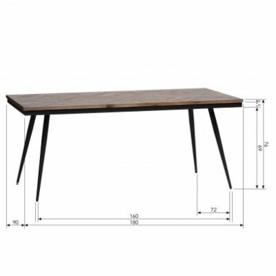 BePureHome Rhombic eettafel 180x90cm hout/metaal - Afbeelding 7
