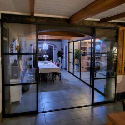Staallook schuifwand met 4 deuren in het wit, zwart of inox vanaf - Afbeelding 12