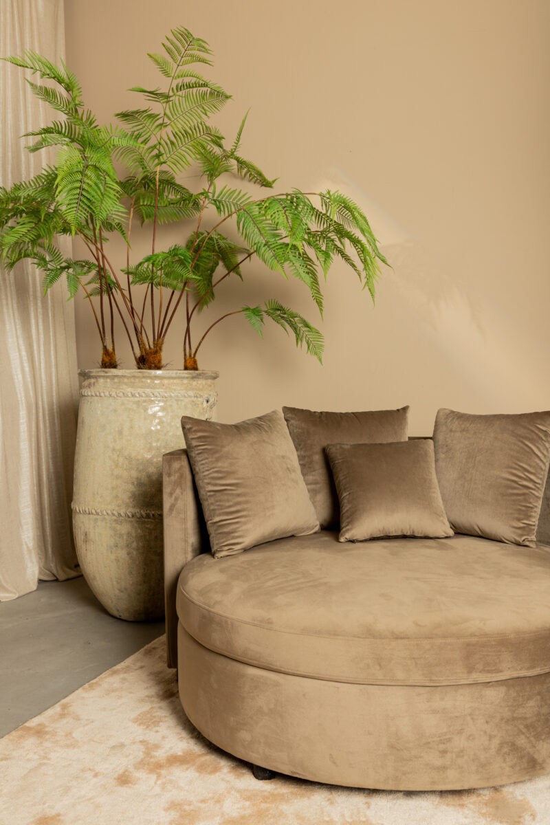 PTMD Fayen velvet sand halfround fauteuil - Afbeelding 2