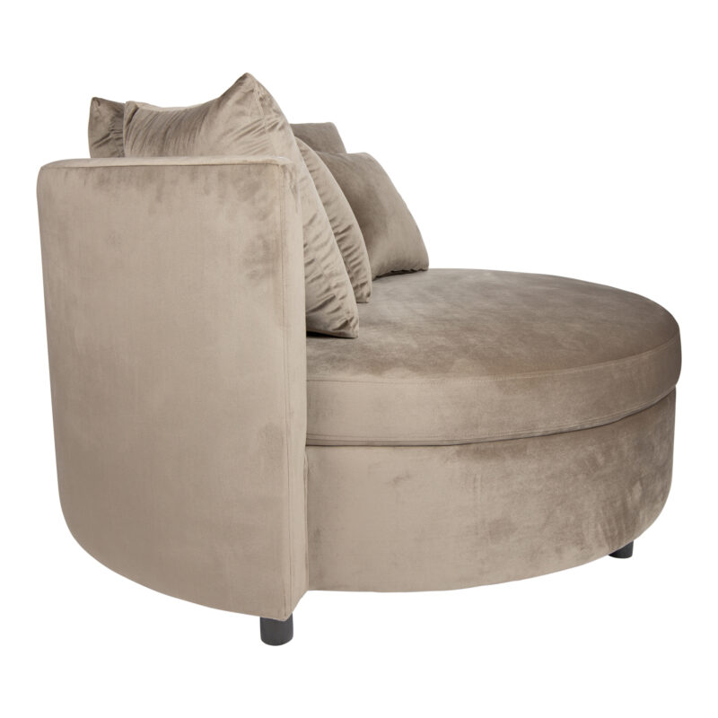 PTMD Fayen velvet sand halfround fauteuil - Afbeelding 5