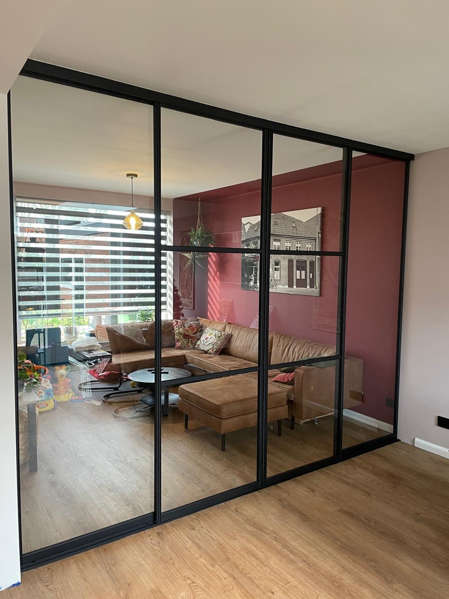 Staallook schuifwand met 4 deuren in het wit, zwart of inox vanaf - Afbeelding 20