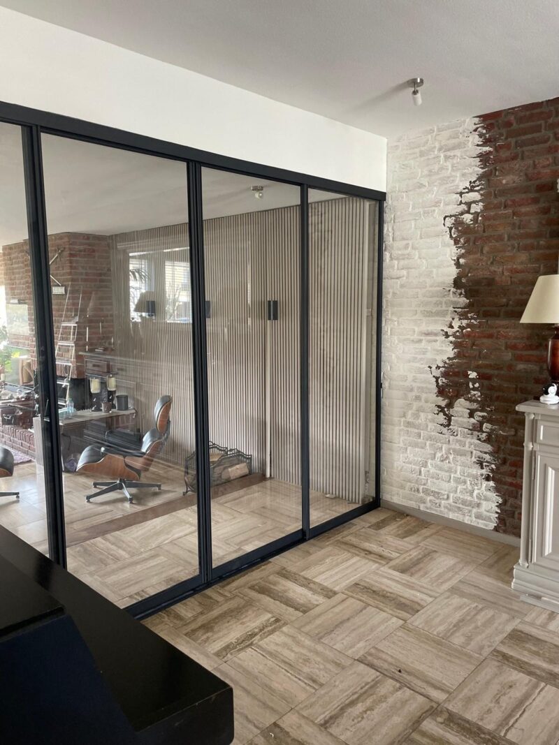 Staallook schuifwand met 4 deuren in het wit, zwart of inox vanaf - Afbeelding 16