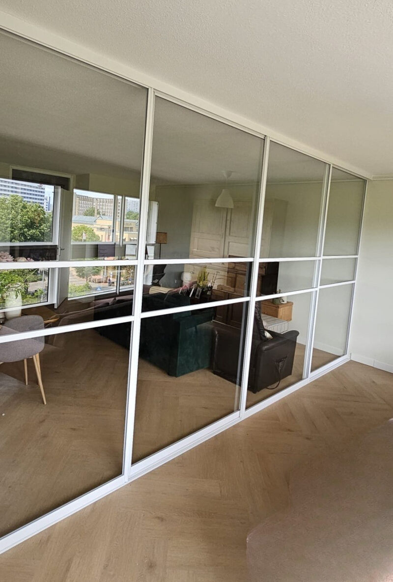 Staallook schuifwand met 4 deuren in het wit, zwart of inox vanaf - Afbeelding 19