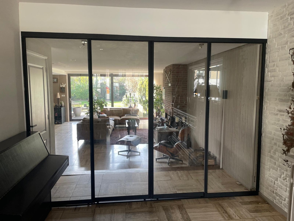 Staallook schuifwand met 4 deuren in het wit, zwart of inox vanaf - Afbeelding 21