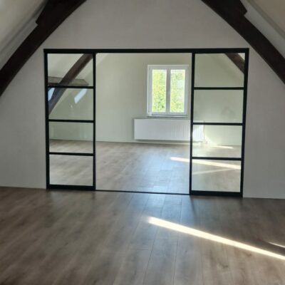 Staallook schuifwand met 4 deuren in het wit, zwart of inox vanaf - Afbeelding 6