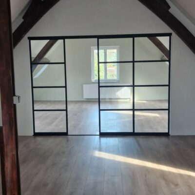 Staallook schuifwand met 4 deuren in het wit, zwart of inox vanaf - Afbeelding 7