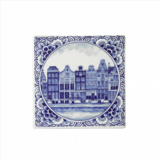 Heinen Delfts Blauw tegel grachtenpanden