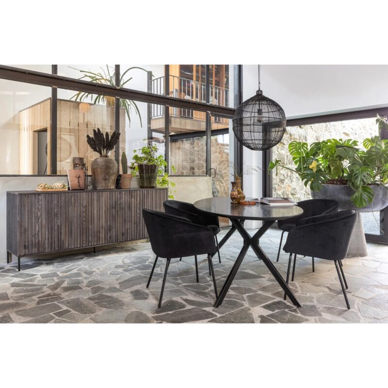 Bruno eettafel ovaal mdf zwart 220x100 cm - Afbeelding 2