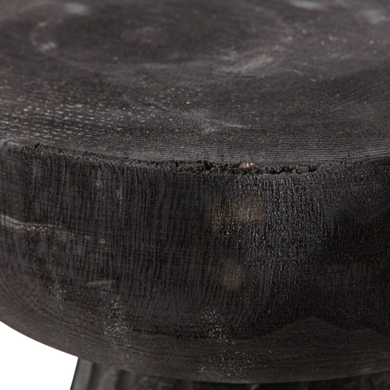 Borre kruk hout zwart 40xØ28CM - Afbeelding 2