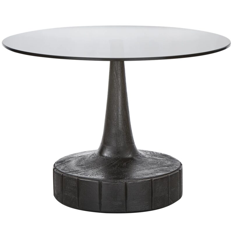 SOYA BIJZETTAFEL MANGO HOUT/GLAS ZWART