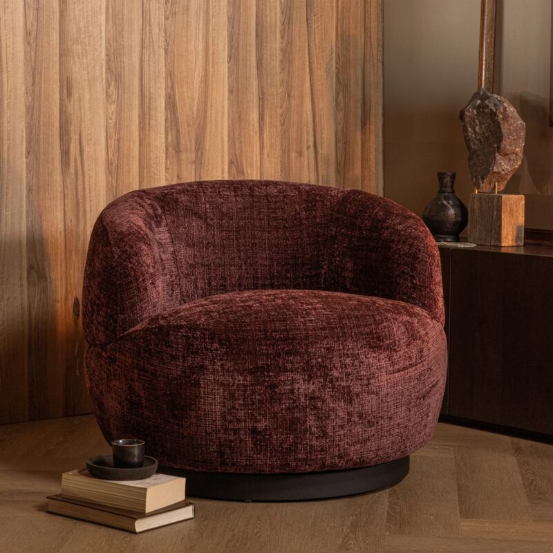 Woolly draaifauteuil chenille aubergine - Afbeelding 3