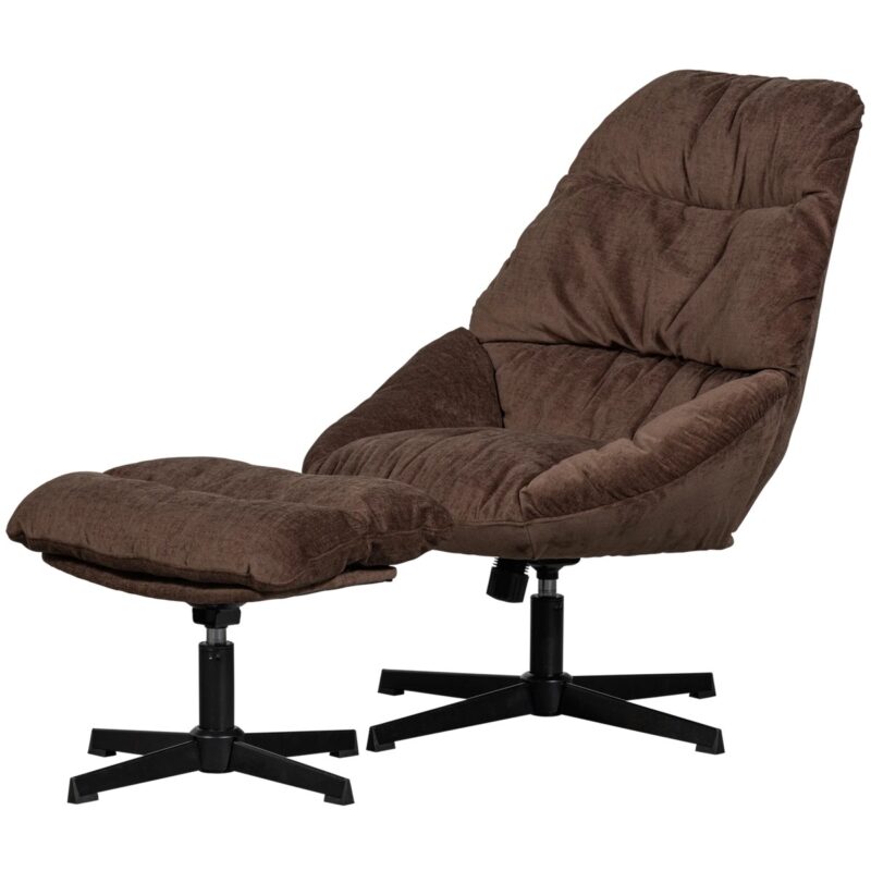 Yaro draaibare fauteuil met hocker Espresso