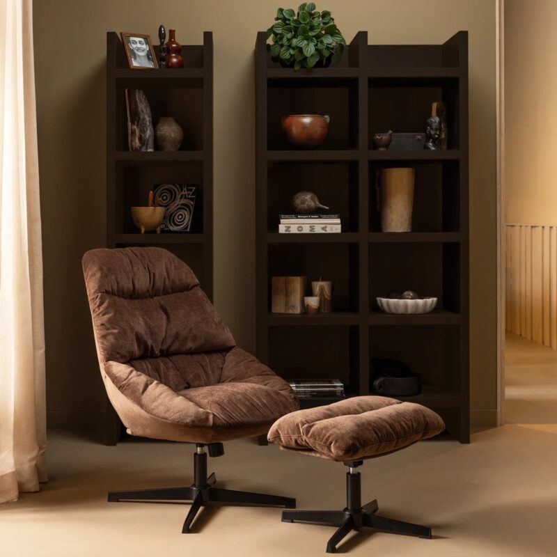 Yaro draaibare fauteuil met hocker Espresso - Afbeelding 4