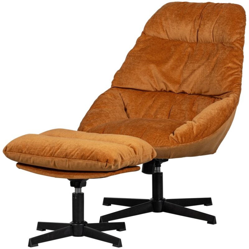 Yaro draaibare fauteuil met hocker Ginger