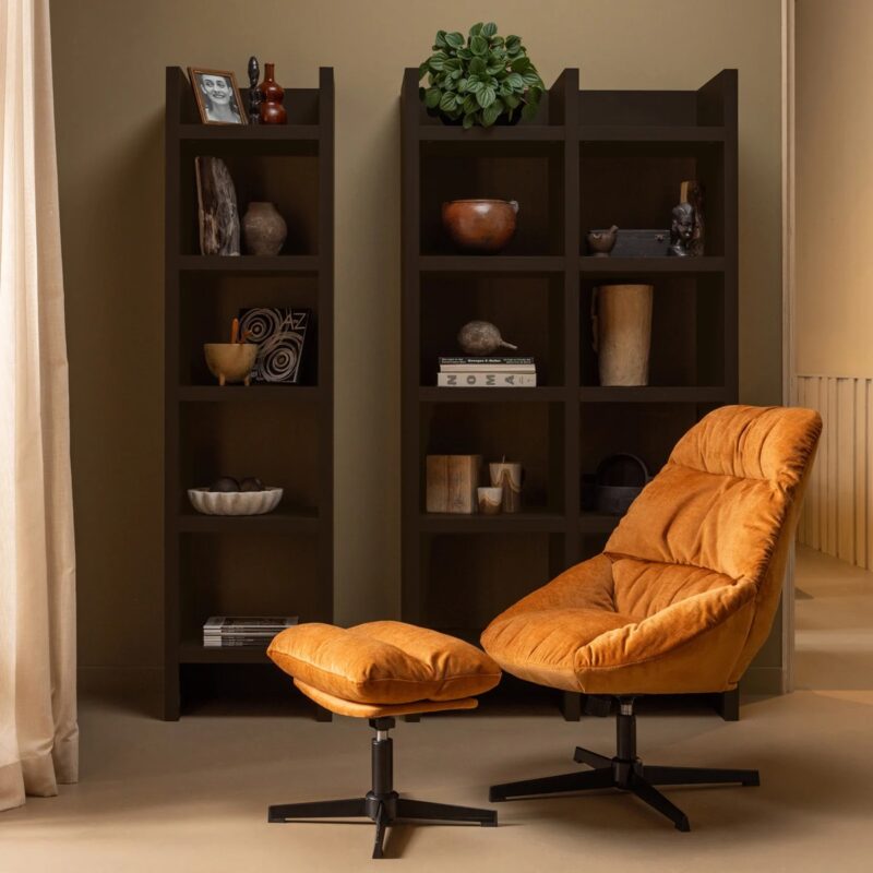 Yaro draaibare fauteuil met hocker Ginger - Afbeelding 3
