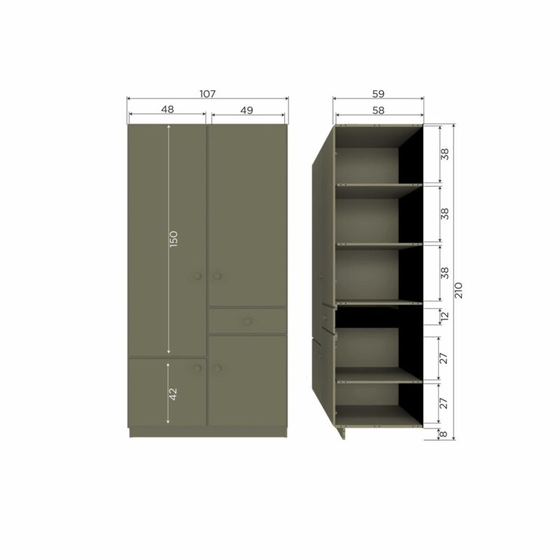 Alfie Kledingkast 107 cm grenen forest - Afbeelding 3
