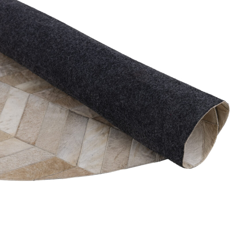 PTMD Joanne Beige cowhair patchwork vloerkleed rond 200 cm - Afbeelding 3
