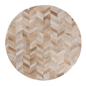PTMD Joanne Beige cowhair patchwork vloerkleed rond 200 cm