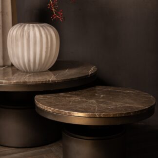 PTMD Bregt coffeetable brown rond 60 cm