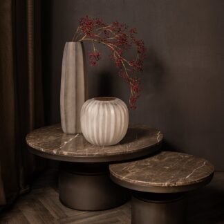 PTMD Bregt coffeetable brown rond 60 cm met gratis Levente vaas Small