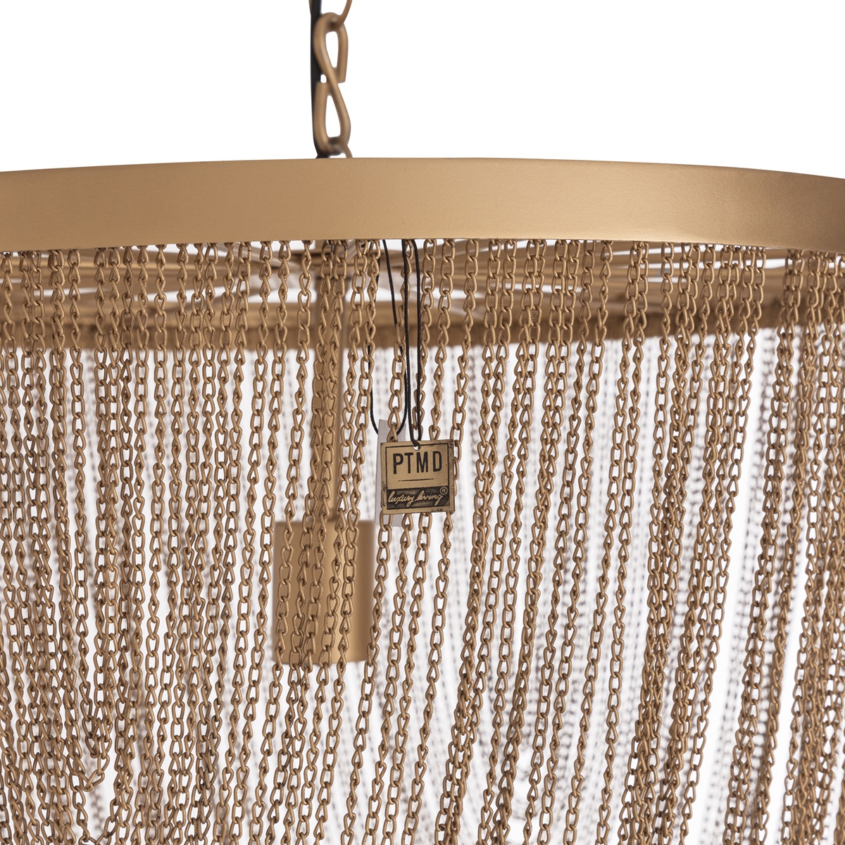PTMD Nishan Gold iron chains round hanging lamp 50x50x70 cm - Afbeelding 2