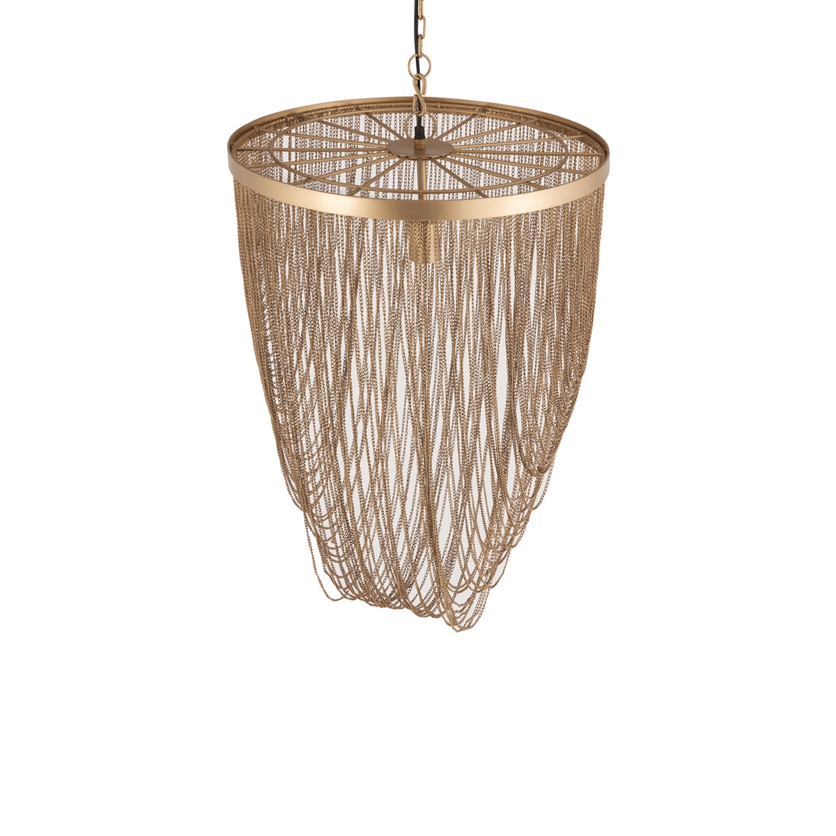 PTMD Nishan Gold iron chains round hanging lamp 50x50x70 cm - Afbeelding 3