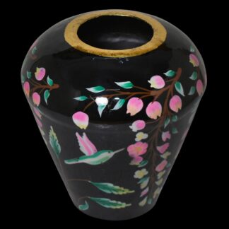 Vaas handgeschilderd zwart bloemen 30x30x31 cm