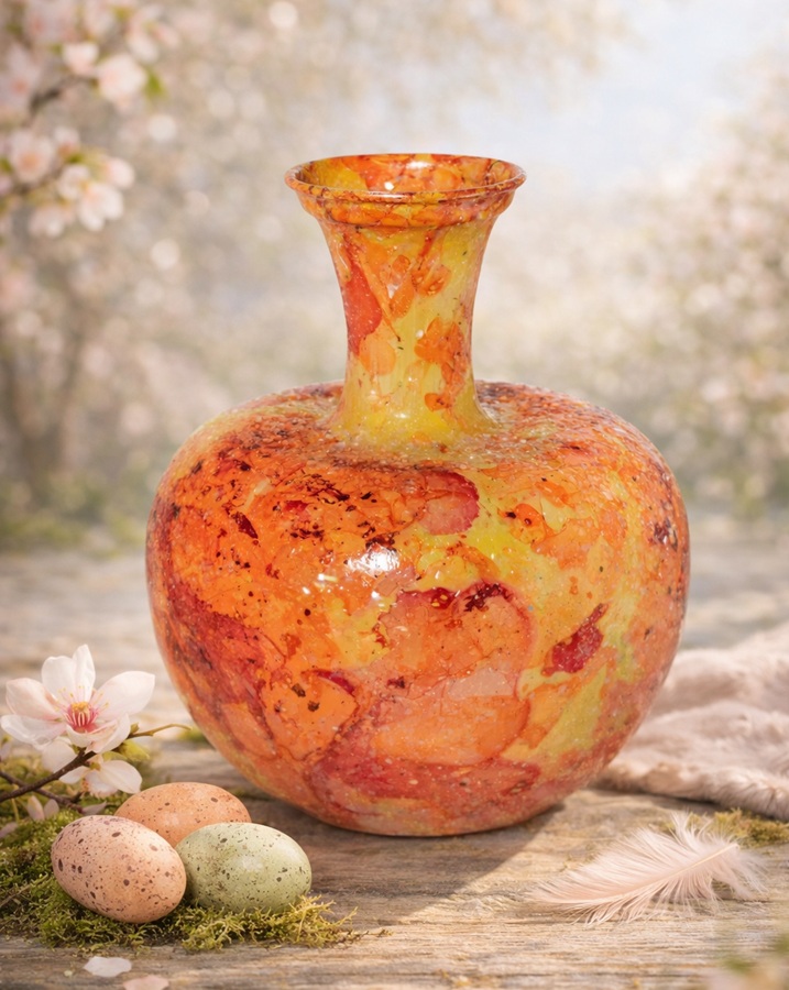 Vaas mosaic geel rood 29x29x34 cm