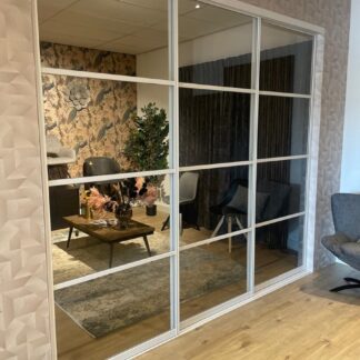 Staallook schuifwand met 3 deuren wit