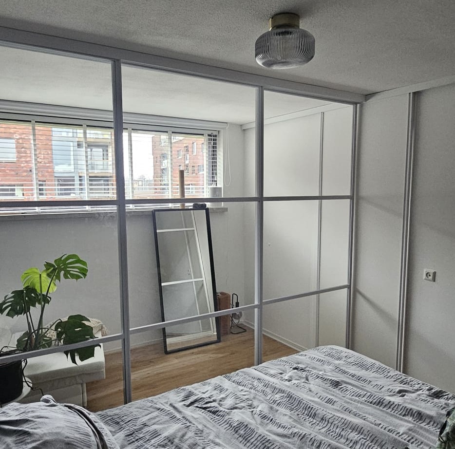 Staallook schuifwand met 3 deuren wit - Afbeelding 8
