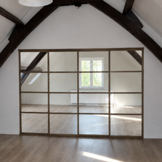 Staallook schuifwand met 4 deuren brons