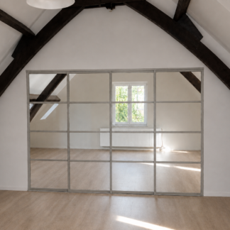 Staallook schuifwand met 4 deuren inox
