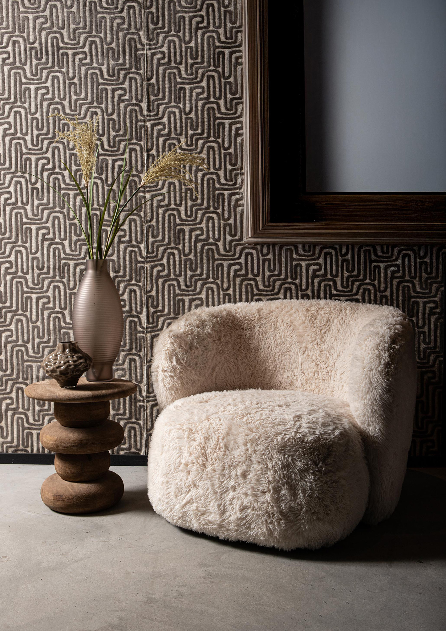PTMD Aphrodite Beige fauteuil fur
