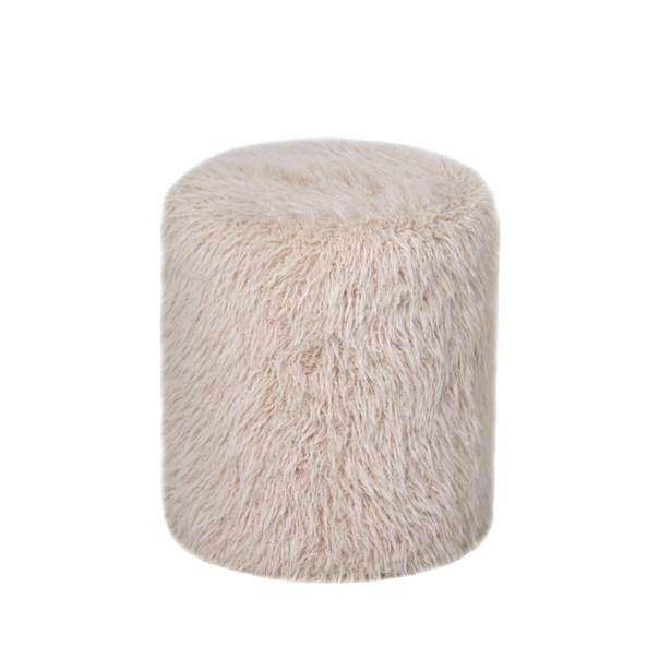 PTMD Hair Beige Fabric Poof