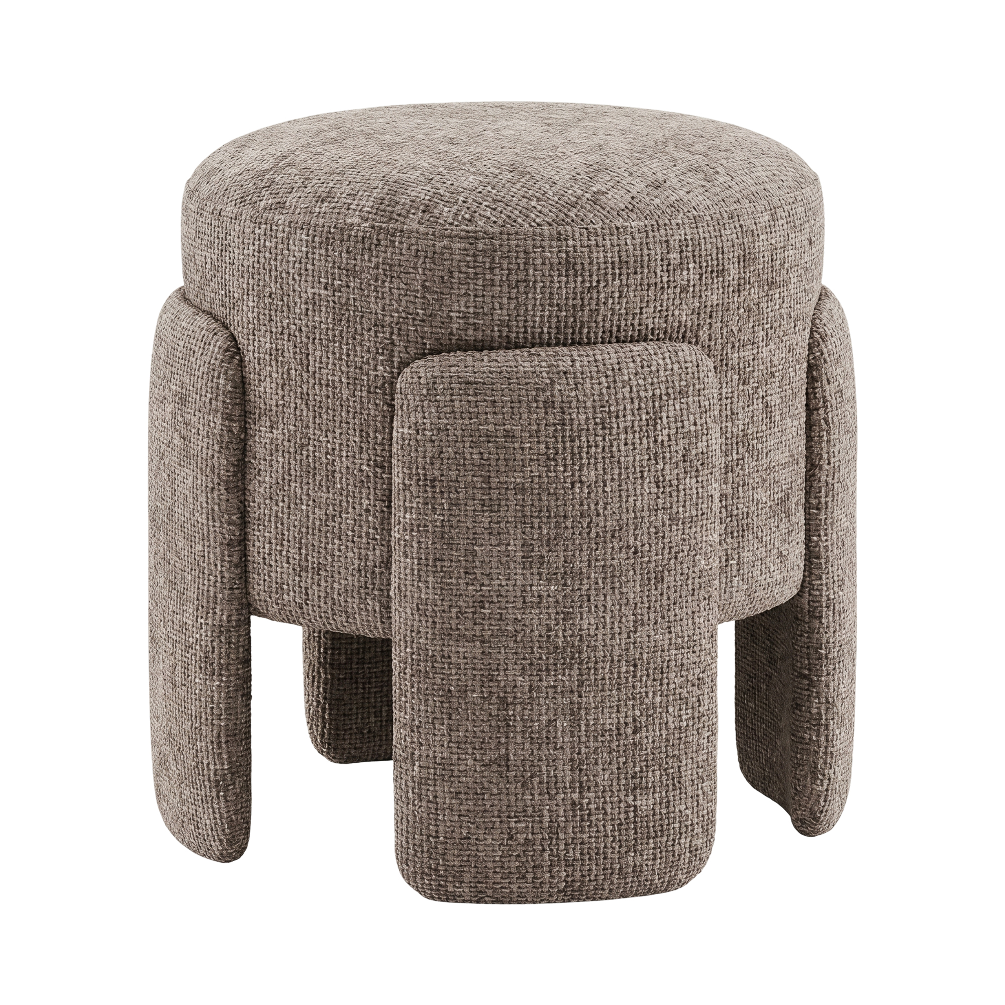 PTMD Pico Taupe round poef - Afbeelding 3