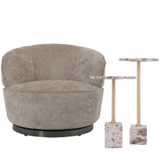 Oktober Actie PTMD Filou fauteuil met 2 gratis Ebe bijzettafels
